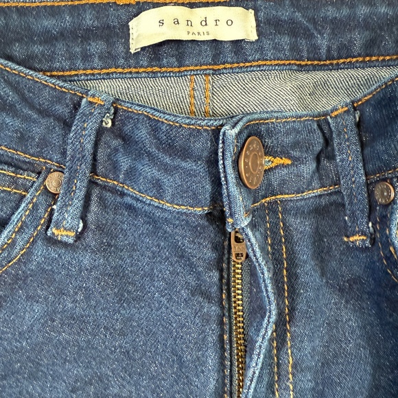 Sandro Paris Jeans Womens Size EU38 Dark Blue Skinny High Waist Capri - Picture 3 of 13